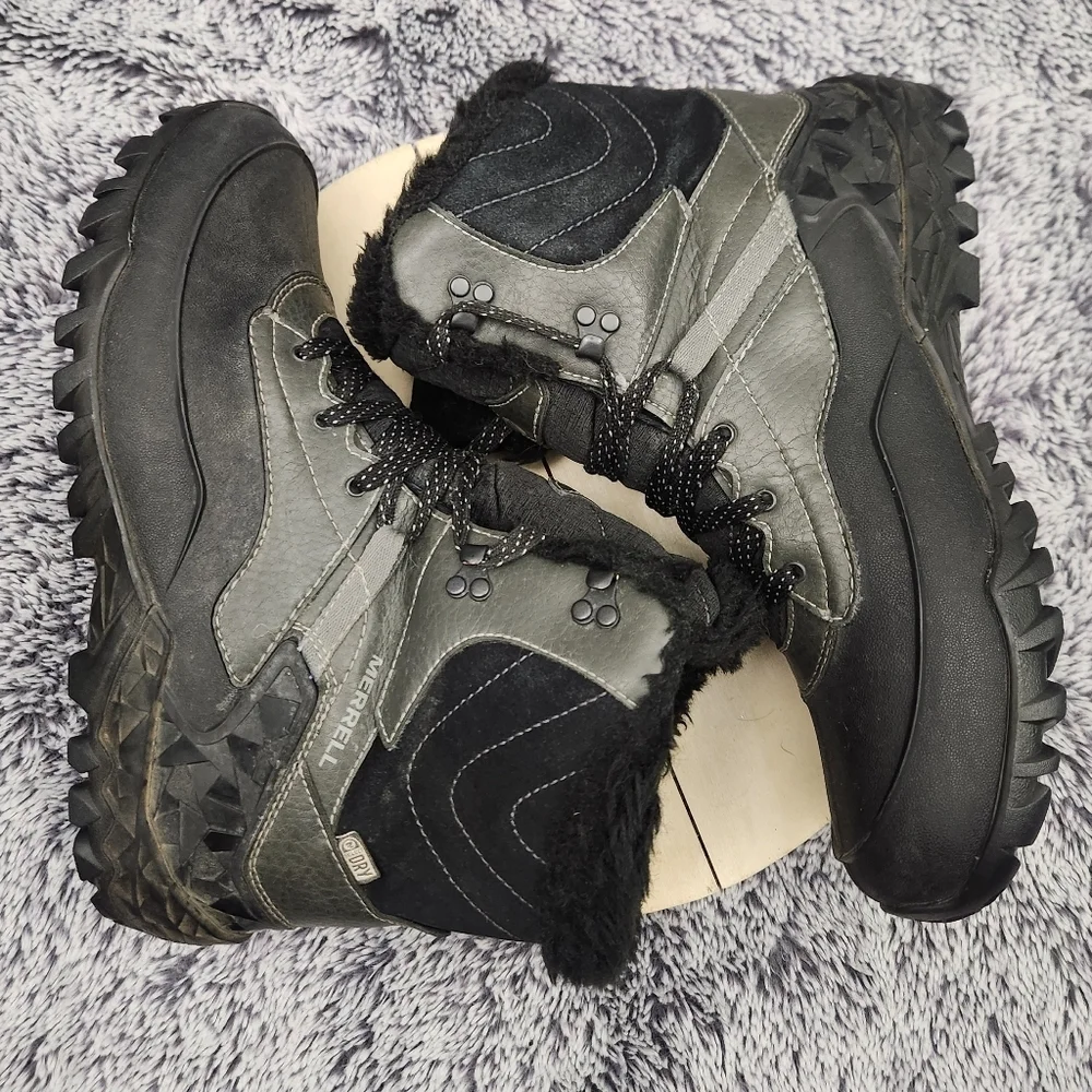 Merrell Winter Boots Womens Size 8 Black Snow Fleece Lined Insulated Waterproof